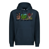 Navy Peace Love Elk Buck Deer Premium Hoodie - LillyAllenDesigns
