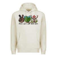 Oatmeal Heather Peace Love Elk Buck Deer Premium Hoodie - LillyAllenDesigns