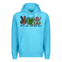 Ocean Blue Peace Love Elk Buck Deer Premium Hoodie - LillyAllenDesigns