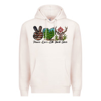 Pale Pink Peace Love Elk Buck Deer Premium Hoodie - LillyAllenDesigns