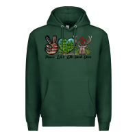 Sports Green Peace Love Elk Buck Deer Premium Hoodie - LillyAllenDesigns
