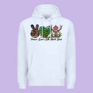 Peace Love Elk Buck Deer Premium Hoodie Designed By Lillyallendesigns