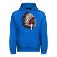Cobalt native american indian chief skull motorcycle headdress  t shirt Urban Hoodie - linhVisuals