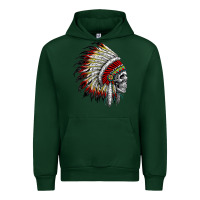 Forest Green native american indian chief skull motorcycle headdress  t shirt Urban Hoodie - linhVisuals
