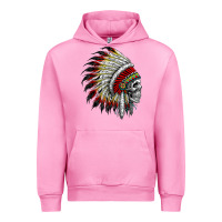 Fuchsia Pink native american indian chief skull motorcycle headdress  t shirt Urban Hoodie - linhVisuals