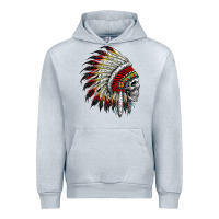 Heather Grey native american indian chief skull motorcycle headdress  t shirt Urban Hoodie - linhVisuals