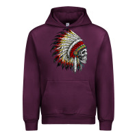 Mauve Wine native american indian chief skull motorcycle headdress  t shirt Urban Hoodie - linhVisuals