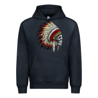 Navy native american indian chief skull motorcycle headdress  t shirt Urban Hoodie - linhVisuals