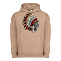 Pigment Burro native american indian chief skull motorcycle headdress  t shirt Urban Hoodie - linhVisuals