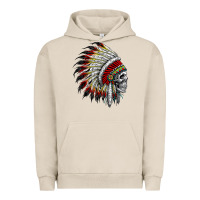 Pigment French Oak native american indian chief skull motorcycle headdress  t shirt Urban Hoodie - linhVisuals