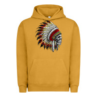 Pigment Peanut Butter native american indian chief skull motorcycle headdress  t shirt Urban Hoodie - linhVisuals