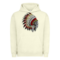 Pigment Pistachio native american indian chief skull motorcycle headdress  t shirt Urban Hoodie - linhVisuals