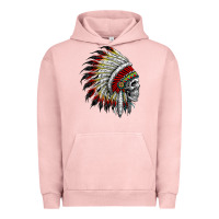 Pigment Salmon native american indian chief skull motorcycle headdress  t shirt Urban Hoodie - linhVisuals