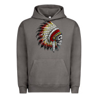 Pigment Tornado native american indian chief skull motorcycle headdress  t shirt Urban Hoodie - linhVisuals