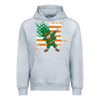 Heather Grey dabbing leprechaun irish american flag Urban Hoodie - linhVisuals