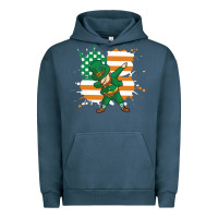 Pigment Midnight Navy dabbing leprechaun irish american flag Urban Hoodie - linhVisuals