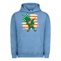 Pigment Pebble Blue dabbing leprechaun irish american flag Urban Hoodie - linhVisuals