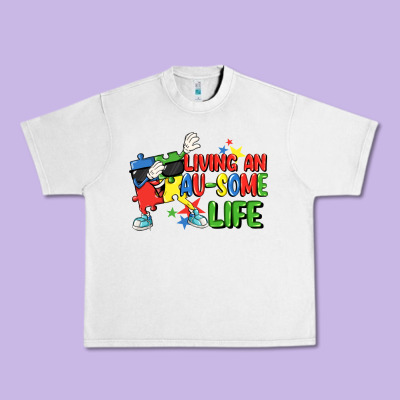 Living An Au-some Life Autism Awareness Day Urban Heavy Tee Designed By Fadigitalartstudio
