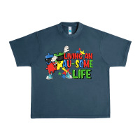Midnight Navy Living an au-some life Autism Awareness Day Urban Heavy Tee - FaDigitalArtStudio