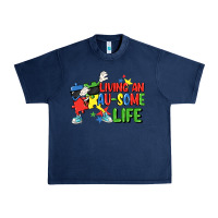 Navy Living an au-some life Autism Awareness Day Urban Heavy Tee - FaDigitalArtStudio