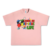 Salmon Living an au-some life Autism Awareness Day Urban Heavy Tee - FaDigitalArtStudio