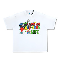 White Living an au-some life Autism Awareness Day Urban Heavy Tee - FaDigitalArtStudio
