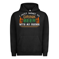 Pigment Black i just want to drink with my friends Urban Hoodie - linhVisuals