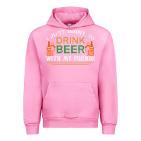 Fuchsia Pink i just want to drink with my friends Urban Hoodie - linhVisuals