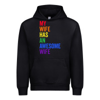 Black my wife has an awesome wife funny lesbian wedding gift t shirt Urban Hoodie - linhVisuals