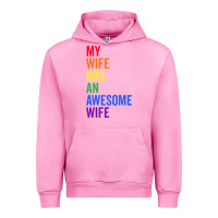 Fuchsia Pink my wife has an awesome wife funny lesbian wedding gift t shirt Urban Hoodie - linhVisuals