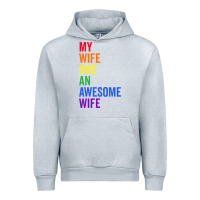 Heather Grey my wife has an awesome wife funny lesbian wedding gift t shirt Urban Hoodie - linhVisuals