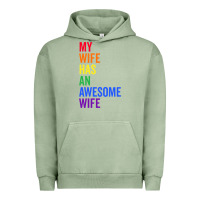 Pigment Oil Green my wife has an awesome wife funny lesbian wedding gift t shirt Urban Hoodie - linhVisuals