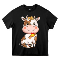 Black Cartoon Cow Heavy Core Tee - HowdyJamesFarm