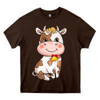 Chocolate Brown Cartoon Cow Heavy Core Tee - HowdyJamesFarm