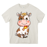 Cream Cartoon Cow Heavy Core Tee - HowdyJamesFarm