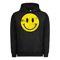 Pigment Black vintage retro happy smiley face 80's 90's aesthetic t shirt Urban Hoodie - linhVisuals