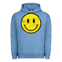 Pigment Pebble Blue vintage retro happy smiley face 80's 90's aesthetic t shirt Urban Hoodie - linhVisuals