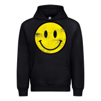Black vintage retro happy smiley face 80's 90's aesthetic t shirt Urban Hoodie - linhVisuals
