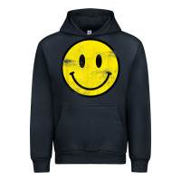 Navy vintage retro happy smiley face 80's 90's aesthetic t shirt Urban Hoodie - linhVisuals