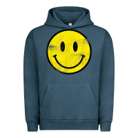 Pigment Midnight Navy vintage retro happy smiley face 80's 90's aesthetic t shirt Urban Hoodie - linhVisuals