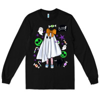 Black cute ghost halloween Long Sleeve Tee - BundleAndBundleShop