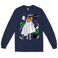 Navy cute ghost halloween Long Sleeve Tee - BundleAndBundleShop