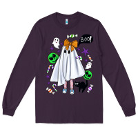 Plum cute ghost halloween Long Sleeve Tee - BundleAndBundleShop