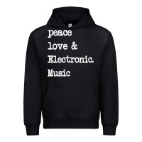 Black peace love & electronic music  edm techno t shirt Urban Hoodie - linhVisuals