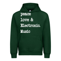 Forest Green peace love & electronic music  edm techno t shirt Urban Hoodie - linhVisuals