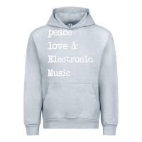 Heather Grey peace love & electronic music  edm techno t shirt Urban Hoodie - linhVisuals