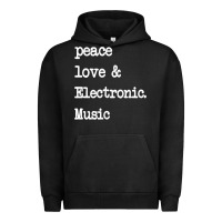 Pigment Black peace love & electronic music  edm techno t shirt Urban Hoodie - linhVisuals