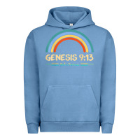 Pigment Pebble Blue genesis 913 god's promise faithfully rainbow bible verse t shirt Urban Hoodie - linhVisuals