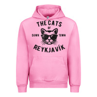 Fuchsia Pink cats of downtown reykjavik t shirt Urban Hoodie - linhVisuals