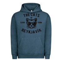 Pigment Midnight Navy cats of downtown reykjavik t shirt Urban Hoodie - linhVisuals